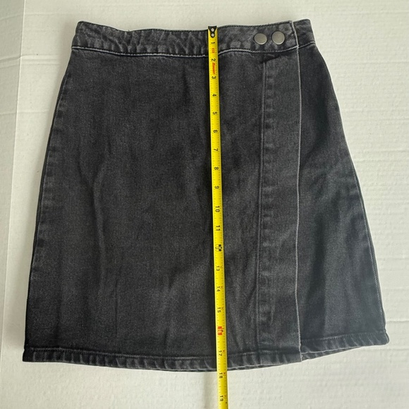 ASOS Black Denim Wrap Around Mini Skirt - Picture 7 of 8